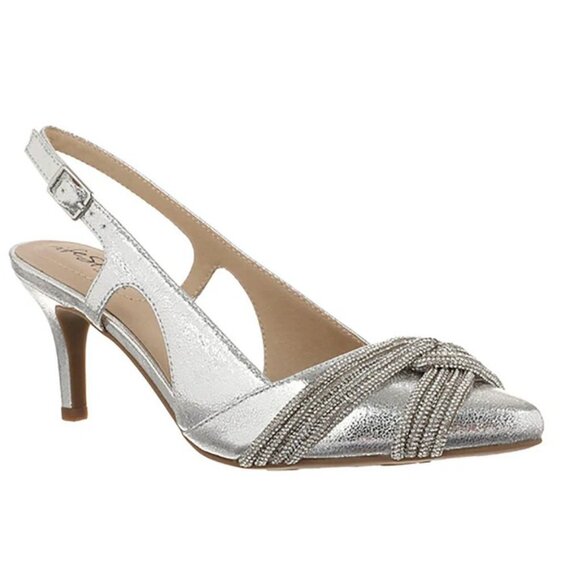 LifeStride® Social Event Slingback Silver Dress Pumps Size 8M New in Box - Picture 1 of 7